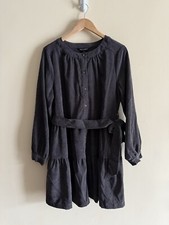 Simply Southern Size L Gray Corduroy Belted Button Down Dress Boho Country Girl