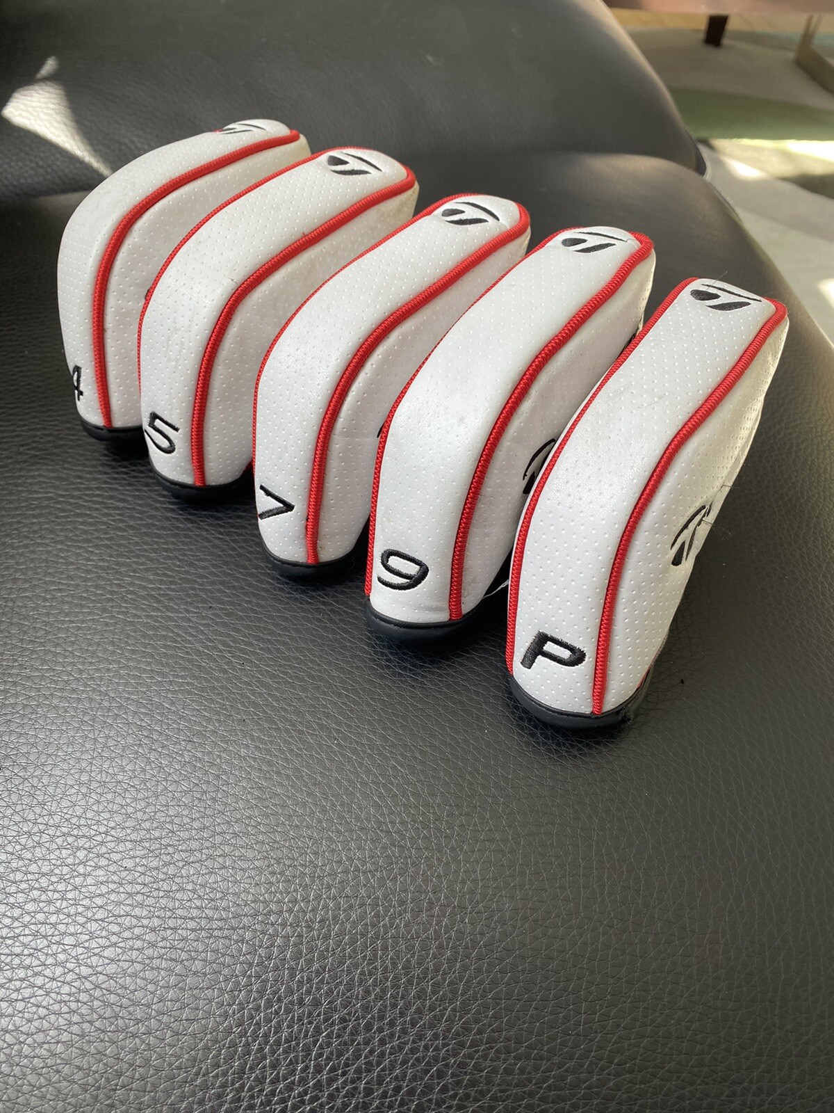 AWESOME CLASSIC TAYLORMADE IRON HEAD COVERS VINYL/LEATHER STEALTH 4 5 7