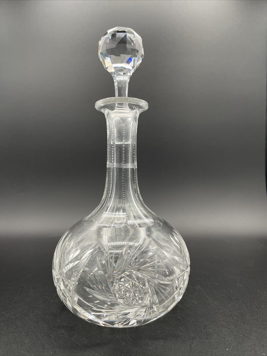 Rare! Antique American Brilliant Cut Glass Crystal Decanter 11