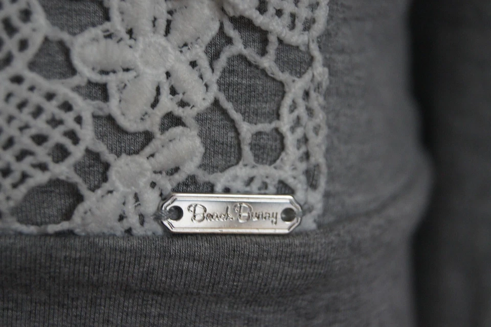 Beach Bunny Lounge Zip Hoodie S | Gray White Lace  - Image 4 of 4