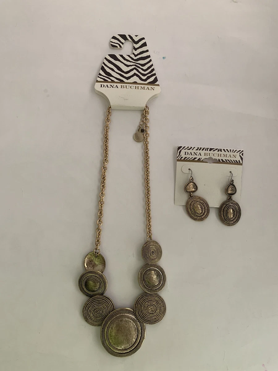 DANA BUCHMAN JEWELRY SET NECKLACE And EARRINGS BRONZE GOLD NEW