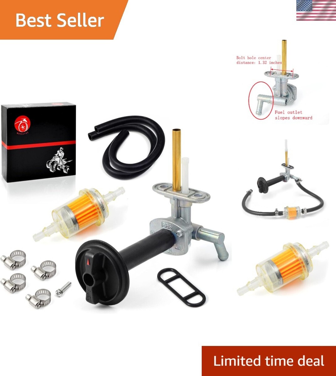 Fuel Valve Petcock & Lever For Kawasaki ATV Prairie 360 4WD - Foto 2