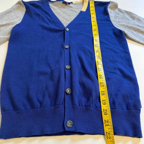 Paul Smith Junior Colorblock V-Neck Cardigan Sweater Blue/Gray 12 - Picture 5 of 7
