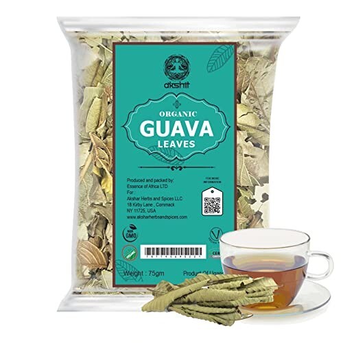 Hojas de Guayaba, Hojas de Guayaba Secas 100% Orgánicas, Té de Hoja de Guayaba Suelta, 2.60z