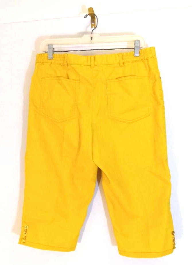 Hearts of Palm Capri Pants Womens Size 12P Canary Yellow Skimmer 16 W x 25 L
