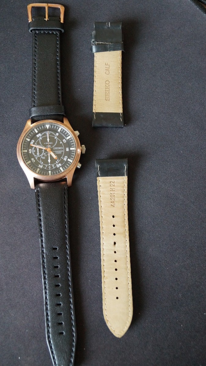 Seiko Chronograph Pilot Watch 43mm 7T92-0JS0 Rose Gold Bronze