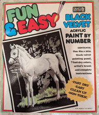 Vtg Craft House 30306 Black Velvet COLT 8"x10" Acrylic Paint By Number Unopened