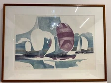 Vintage “Spinnaker Run” Large Framed Aquatint Signed Martin Tobias
