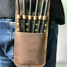 Arrows Quiver Pocket Cow Leather Archery Holder Pouch Bag Side For 6pcs Arrows