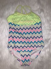 Ocean Pacific OP Girls One Piece Swimsuit Chevron Design Size 6/6x EUC