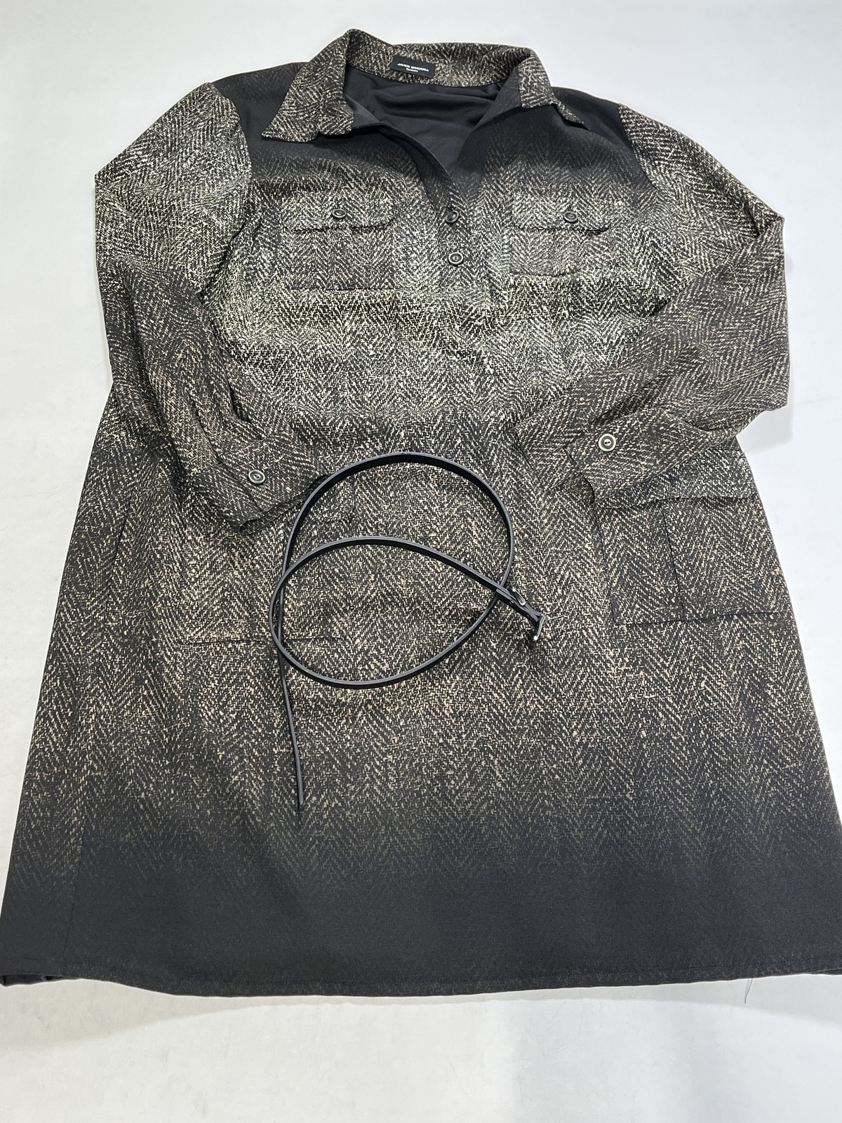 Mujer Javier Simorra Vestido Camisa Beige Con Cinturón Talla 10 NUEVO