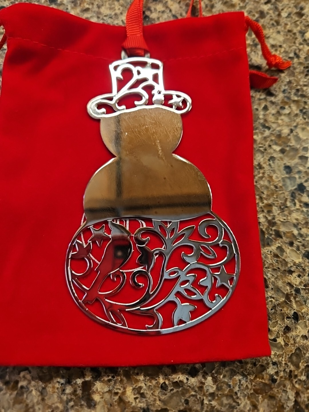 Snowman Shinny Silver Ornament by Things Remembered Brand New 2015