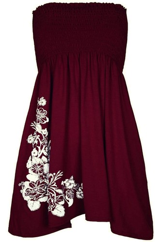 Mujeres Vestido sin tirantes Bandeau Boobtube transparente Top Damas Floral Brillo Columpio - Imagen 11 de 11