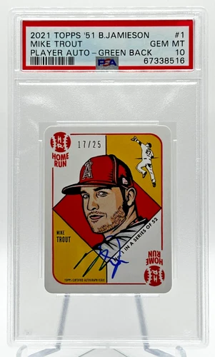 2021 Topps 1951 Blake Jamieson '51 Mike Trout Auto Green Back 17/25 PSA  10