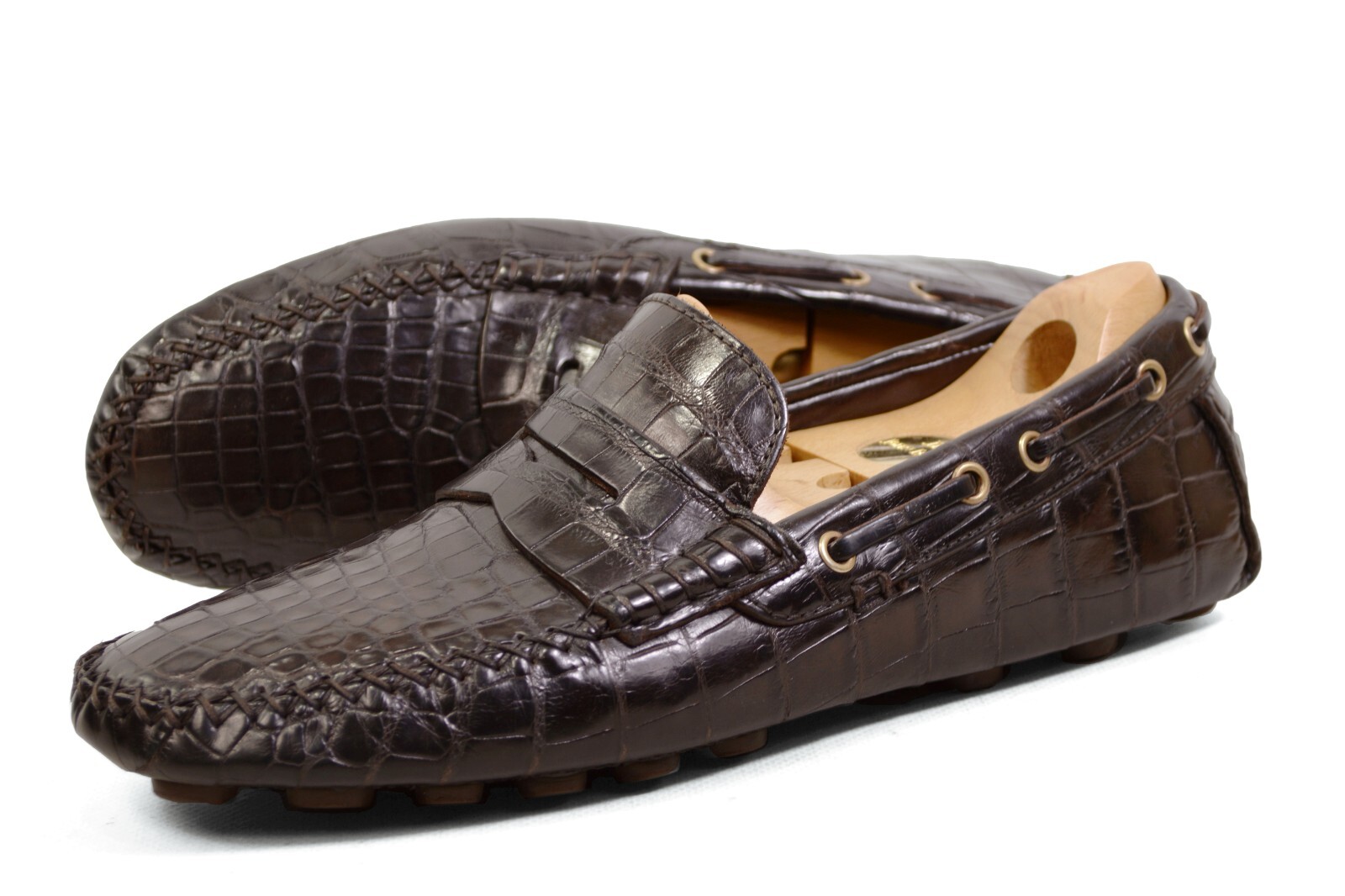 Mocassini SAINT LAURENT COCCODILE YSL Rive Gauche alligatore da uomo UK7 US8 41