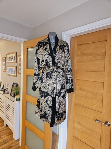 St Michael Paisley Nightshirt & Dressing Gown Satin Silk Feel Size Uk 20-22 - Picture 2 of 18