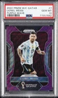 2022 PANINI PRIZM WORLD CUP QATAR PURPLE WAVE #7 LIONEL MESSI 88/99 PSA 10