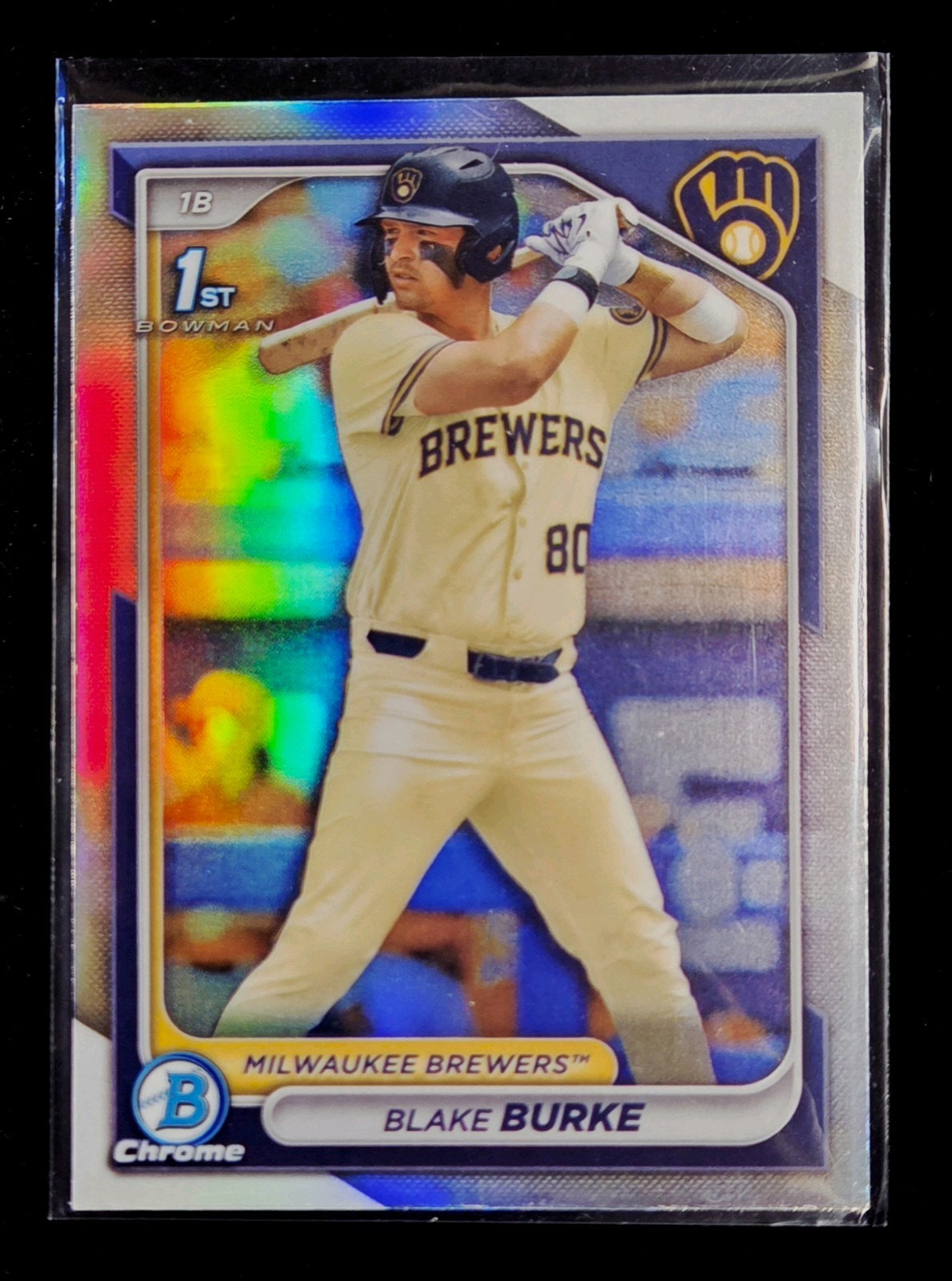 2024 Topps Bowman Draft Chrome Refractor 1st Bowman Blake Burke Brewers BDC-95