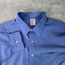 Brooks Brothers Traditional Fit Blue Cotton Men s 17-33 Non Iron Stretch