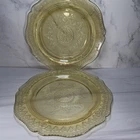 Set Of 2 Yellow Depression Glass Plate Vintage Patrician Spoke by Federal 11”