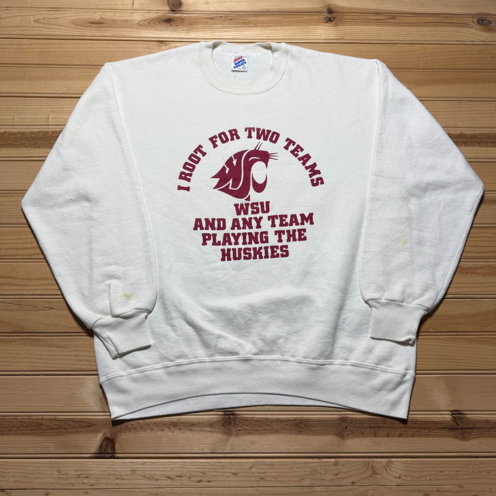 Vintage 90s WSU Washington State University Huskies NCAA Sweatshirt USA Made XL
