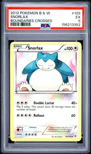 2012 POKEMON BLACK & WHITE BOUNDARIES CROSSED #109 SNORLAX PSA 5