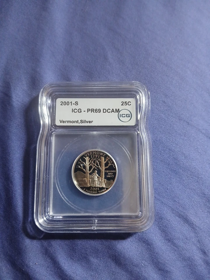 2001-S Silver Proof Quarter State vermont Label ICG PR69DCAM - Image 2 of 4