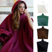 Womens Hooded Cape Cloak Warm Polyester Fashion Outerwear Loose Fit