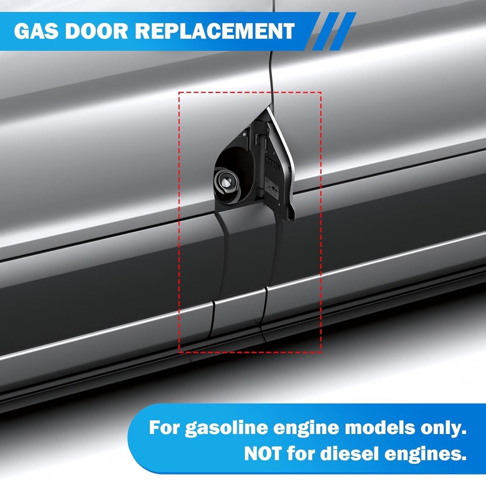 JYMAOYI Fuel Filler Housing Door & Gas Cap Cover For Ford Transit 150/250/350 2015-23 – Black/White, ABS, Left Side
