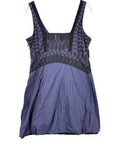 Free People Tank Dress Women's 10 Blue Sleeveless Lined Cotton Boho Lagenlook