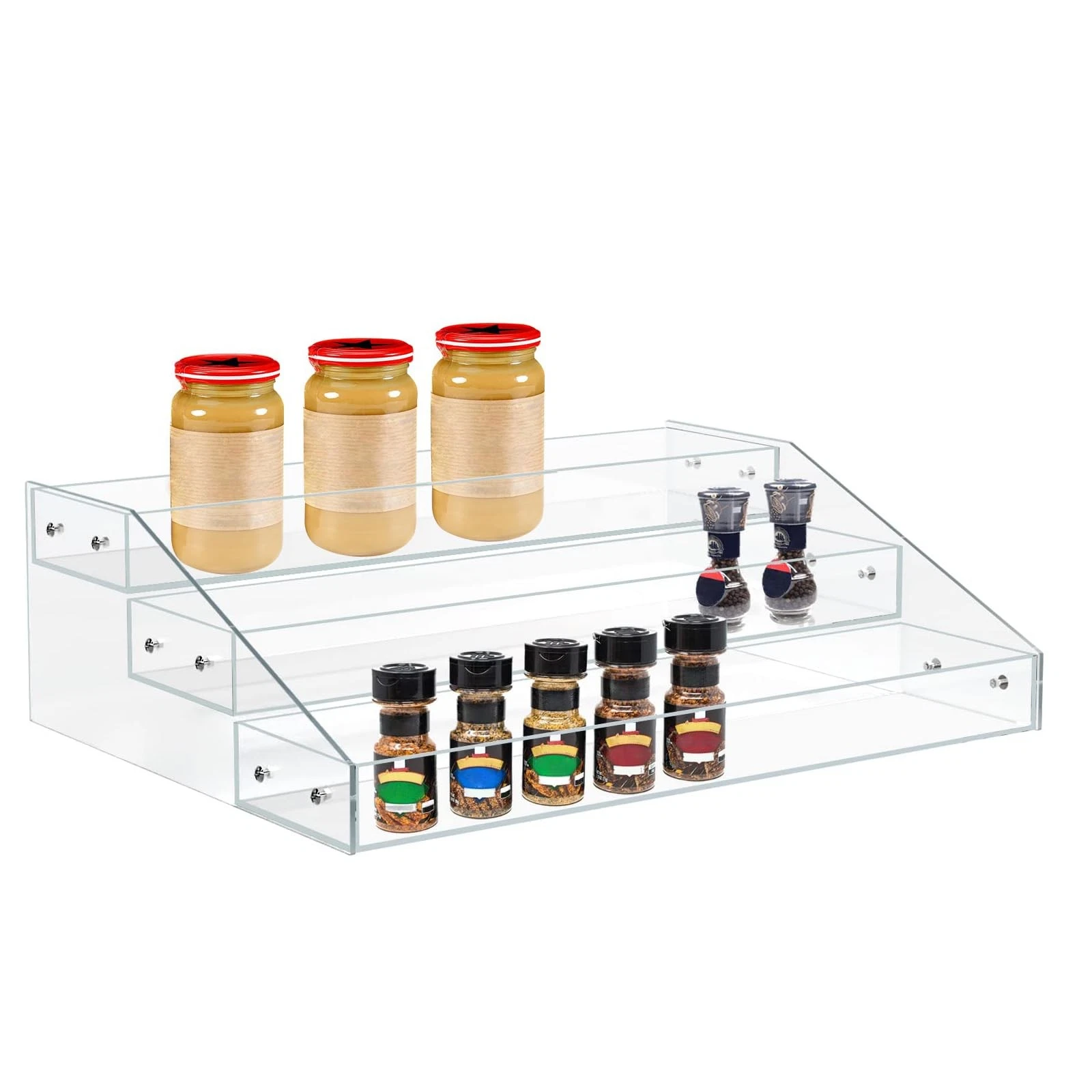 Widen Tiered Spice Rack, Seasoning Organizer, Clear Acrylic Vertical Shelves ...
