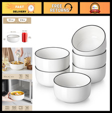 Set of 6 Porcelain Cereal Bowls - 24 oz White Soup Oatmeal Bowls, Dishwasher Saf