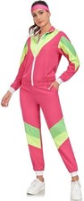 80s 90s Retro Windbreaker Set Women Workout Costume Outfit Track X-Large Pink