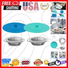 Kitchen Drain Strainer Stopper 4 Pack, Universal 6 Inch Silicone Plug Anti-Cl...