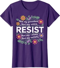 Floral Resist Not My President Anti Trump Support Ladies' Crewneck T-Shirt