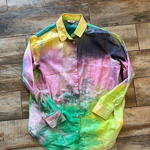 THE KIT WOMENS TIE DYE SPLATTER BUTTON UP SHIRTSIZE XS