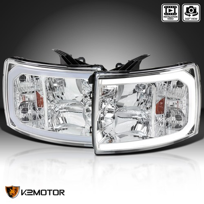 #ad #ad Fits 2007 2013 Chevy Silverado 1500 2500HD 3500HD LED Strip Headlights Headlamps $144.38