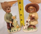 Vintage 2 1960s COTC Ceramic Figurines Southern Kids Children with dog Korea — photo 4