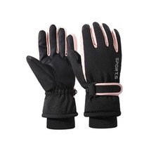 Women Winter Ski Gloves, Waterproof Touchscreen Anti-Slip Snowboard Black Pink