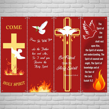 4-Piece Holy Spirit Pentecost Church Banners for Sanctuary Wall Decor