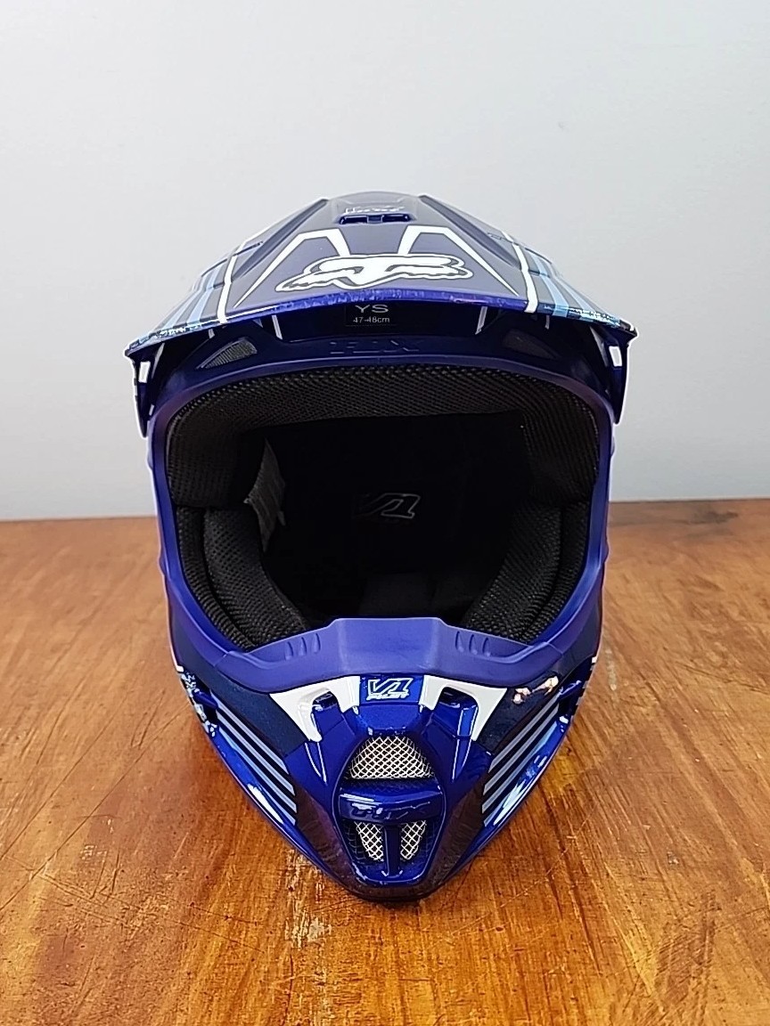 Fox Racing Race V1 Pilot Motocross Moto Helmet Blue Size Youth 
