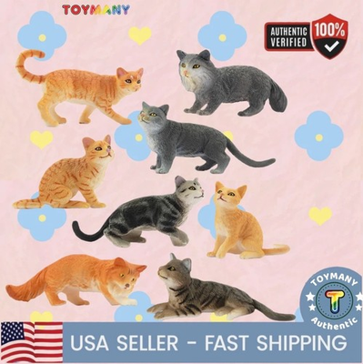 #ad Toymany 8 pcs Cat Animal Figurine Realistic Collectible Hand painted Toy Set $19.79