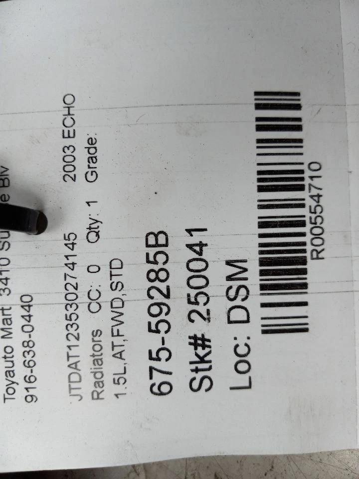 00 01 02 03 04 05 RADIADOR TOYOTA ECHO 1.5L Foto 4 de 4