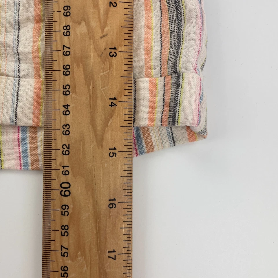 Pantalones Cortos FAT FACE 8 Beige Mujer Cintura Elástica Mezcla de Lino Cinturón a Rayas Foto 4 de 4