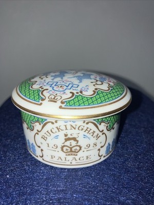 Buckingham Palace Fine Bone China Trinket Box 1998 Green Drawing Room Decor