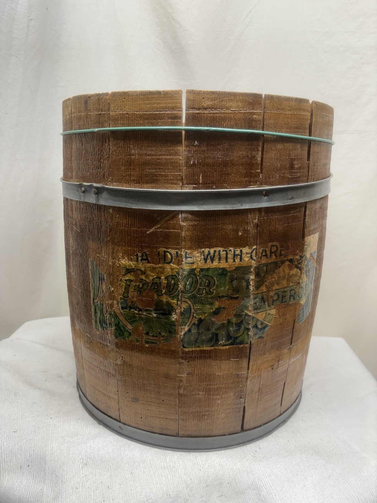 Vintage Wood Keg Wooden Barrel Keg Primitive Antique California Grapes