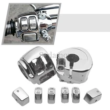 Handlebar Control Switch Housings Cover+Button Caps Fit For Harley Dyna Softail