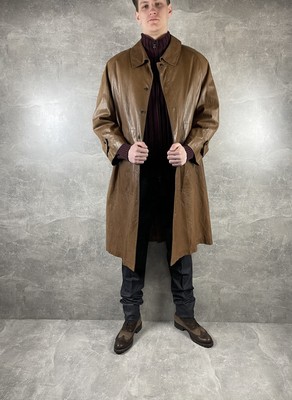 ジャケット・アウター HERMES leather strap trench coat brown Hermes Sport Archives 80s Luxury Real Fur Leather Brown Coat Sz L