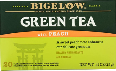 Bigelow Green Tea with Peach 20 Ea (Pack of 2)