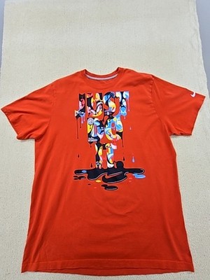 Nike Herren Orange Paint Splatter AOP Kurzarm T-Shirt M